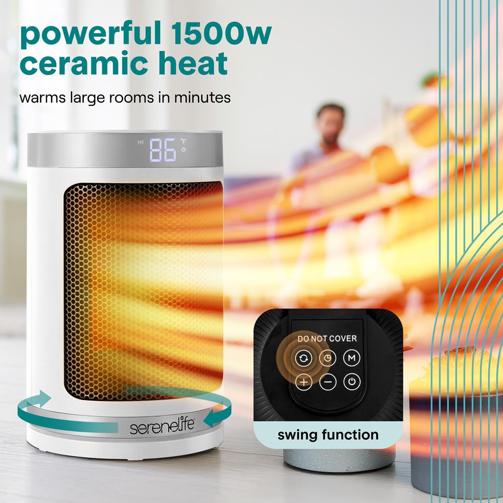 Serenelife Heater Heizlüfter Weiß 1500 W Keramik Fernbedienung