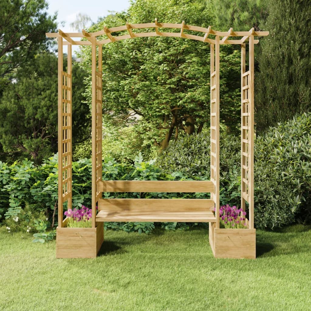 vidaXL Garten Pergola mit Bank Kiefernholz Rankgitter