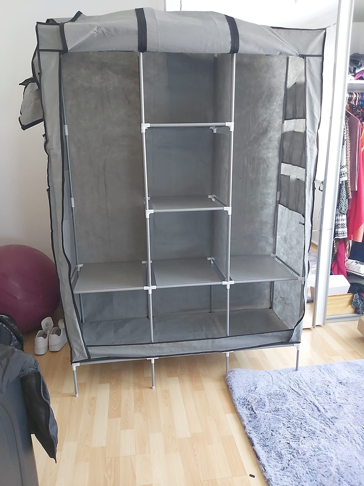 Intirilife Faltschrank 130x175x45 Asch Grau Stoffschrank