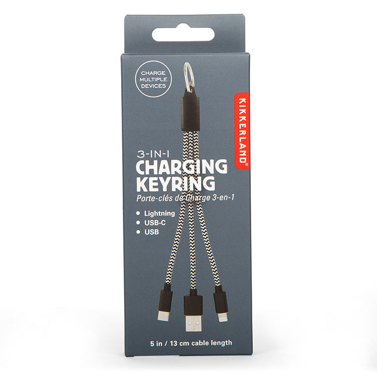 Kikkerland Tech & Stationery 3-in-1 Charging Keyring Ladekabel USB-C