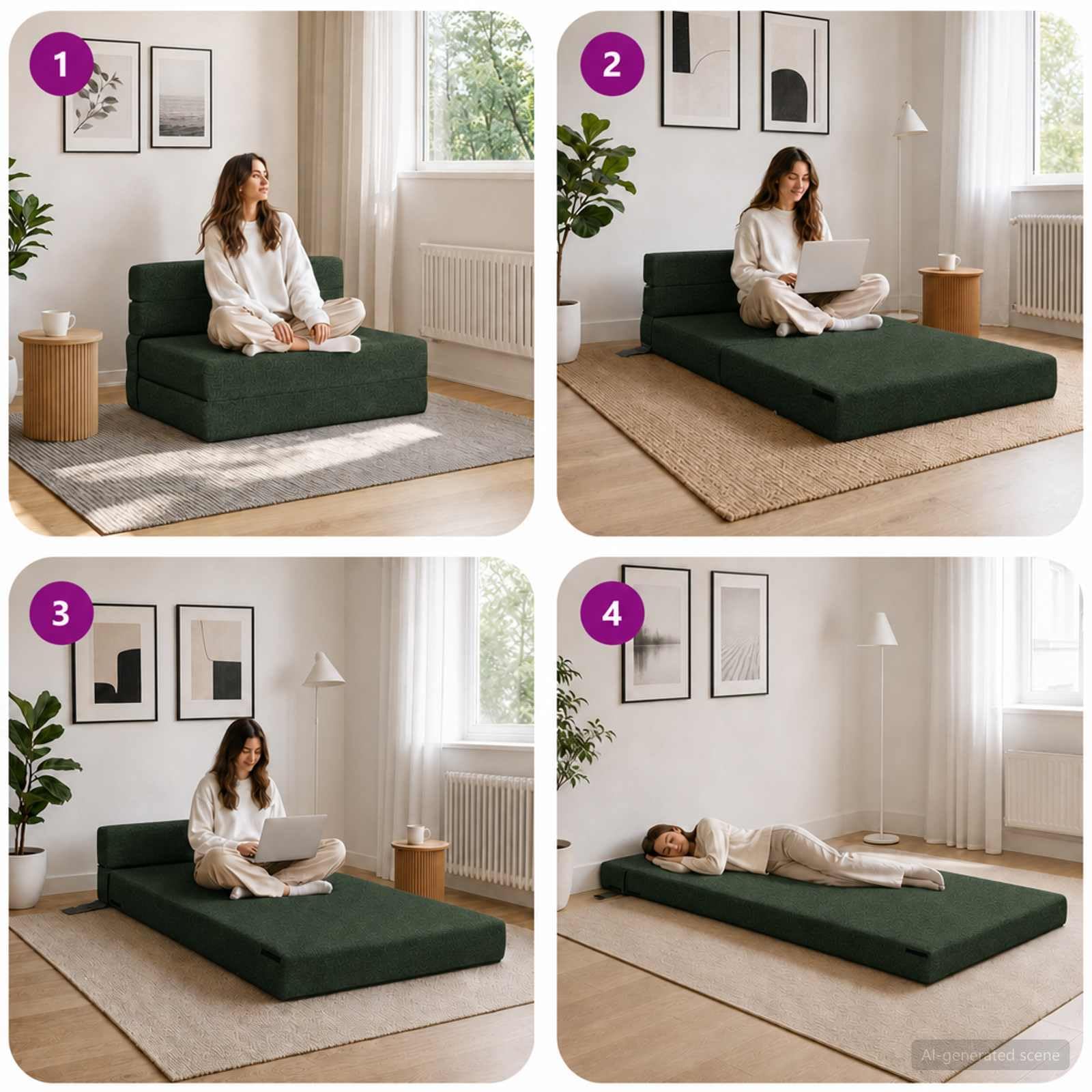 vidaXL Möbel Klappsofa Bett Dunkelgrün 100 cm Stoff Schaumstoff