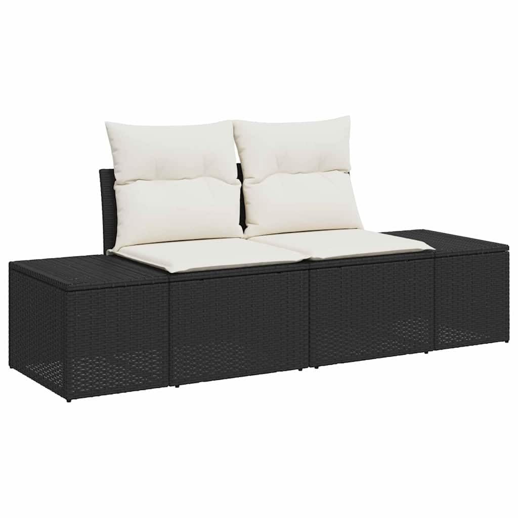 vidaXL Heim & Garten Gartensofa-Set 10-tlg Schwarz-Cremeweiß