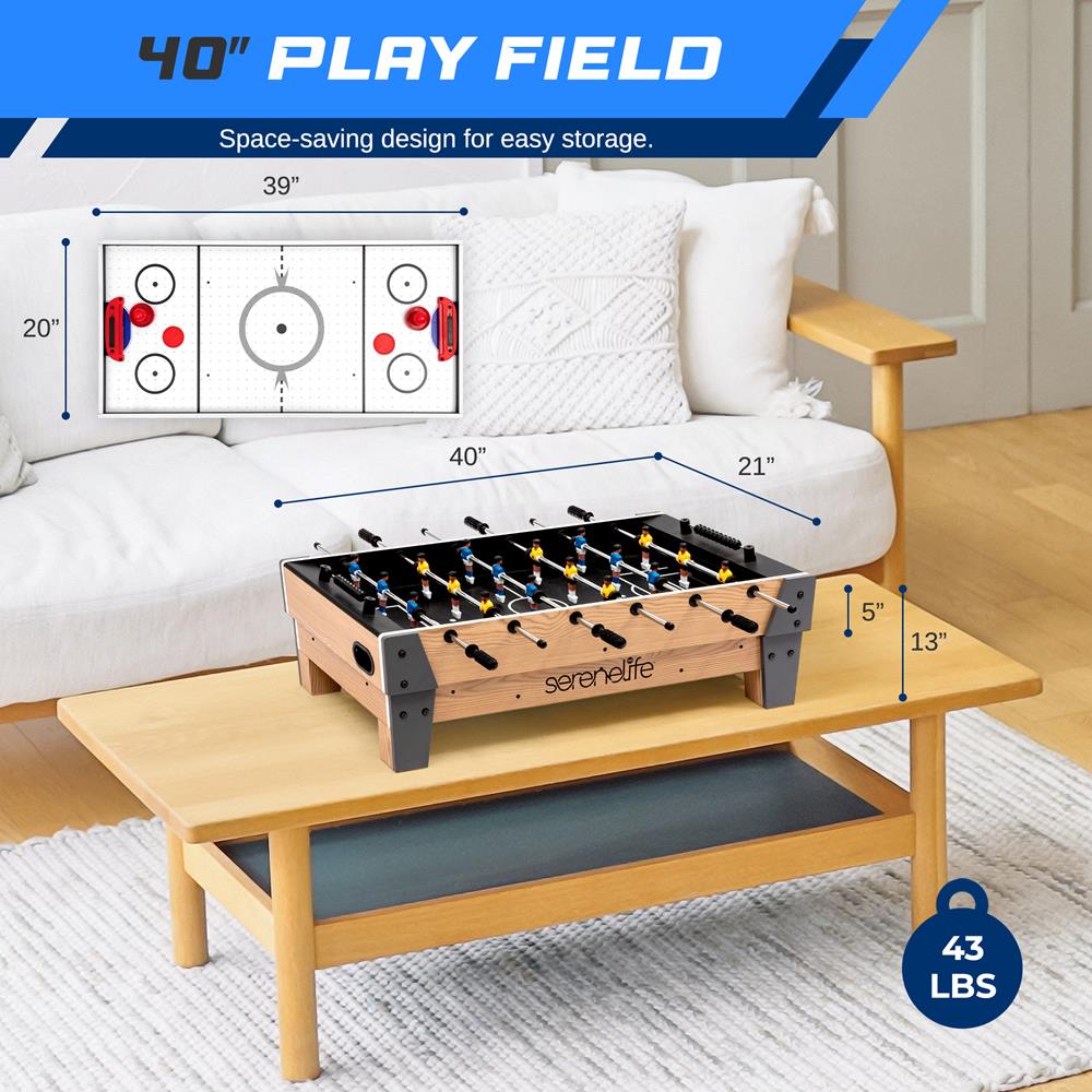 Serenelife Game Tables Spieltisch 2-in-1 Airhockey Kicker