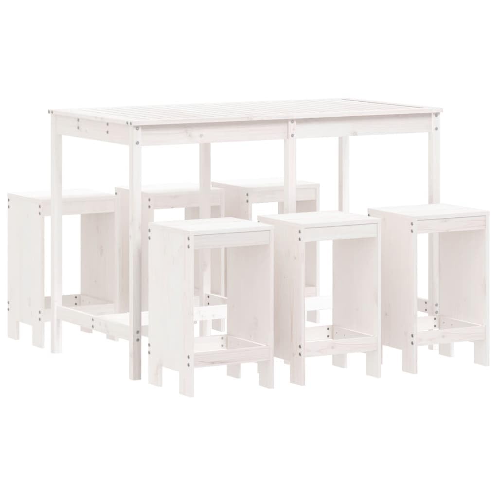 vidaXL Heim & Garten 7-tlg. Gartenbar-Set Holz Weiße Kiefer