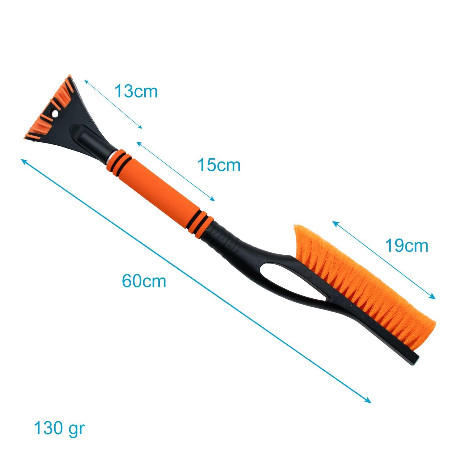 Intirilife Eiskratzer 2in1 Orange-Schwarz 59 cm Besen