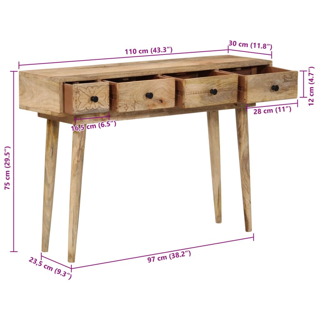 vidaXL Möbel Konsolentisch 110x30x75 cm Massivholz Mango