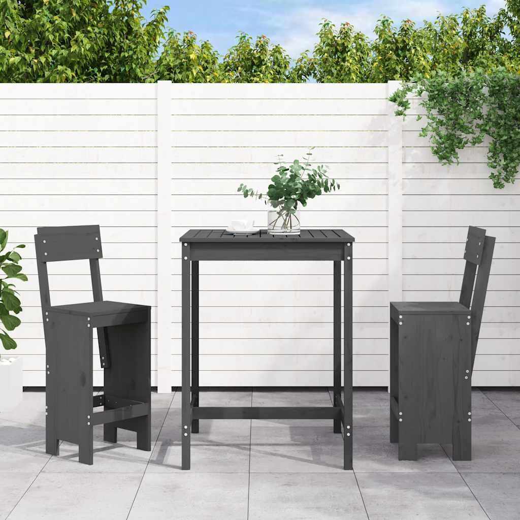 vidaXL Heim & Garten 3-tlg. Gartenbar-Set Holz Graue Kiefer