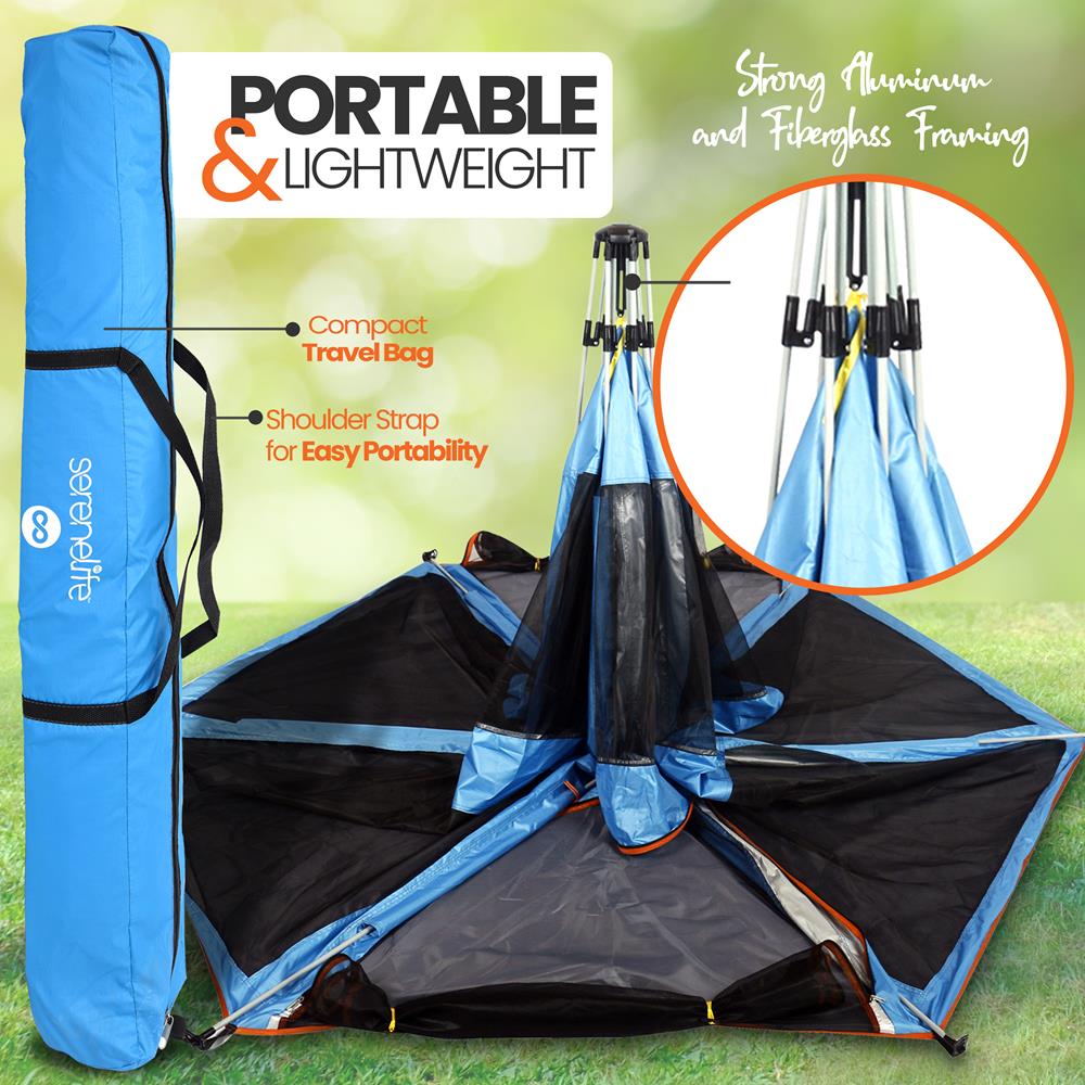 Serenelife Pet Care Laufstall faltbar blau 6-teilig UV-Schutz