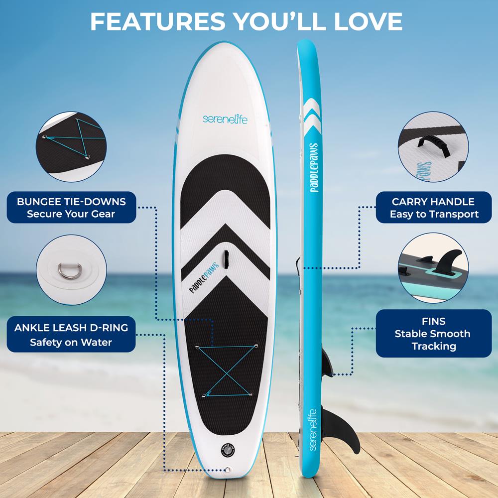 Serenelife SUP Board 11'6 Aufblasbar 350cm EVA Komplettset Pumpe