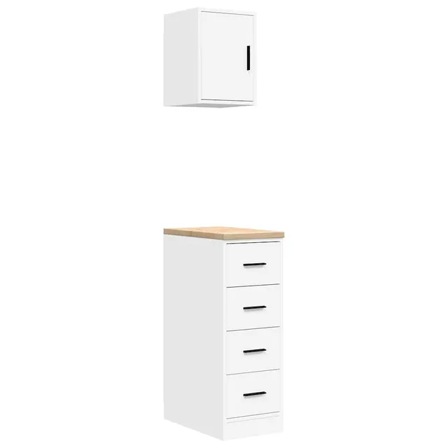 vidaXL Heim & Garten Garagenschränke 2 Stk. Weiß Holz