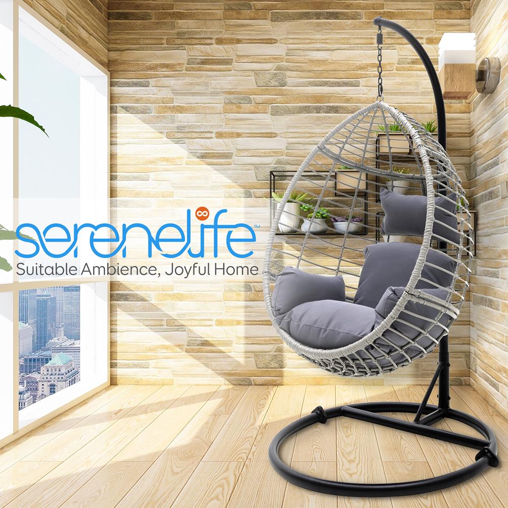 Serenelife Outdoor Swing Hängesessel Rattan mit Gestell