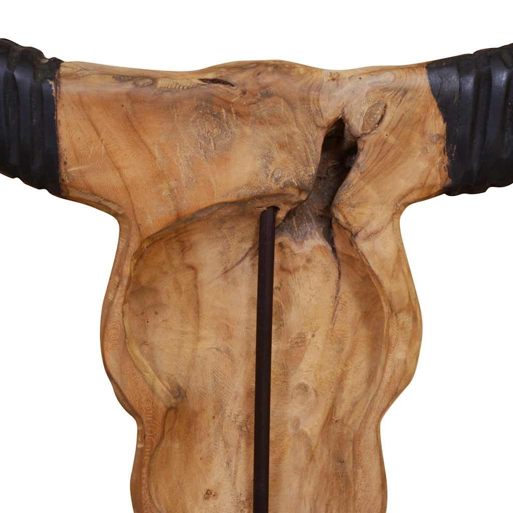 vidaXL Stierkopf-Skulptur Teak 66x15x88 cm handgefertigt