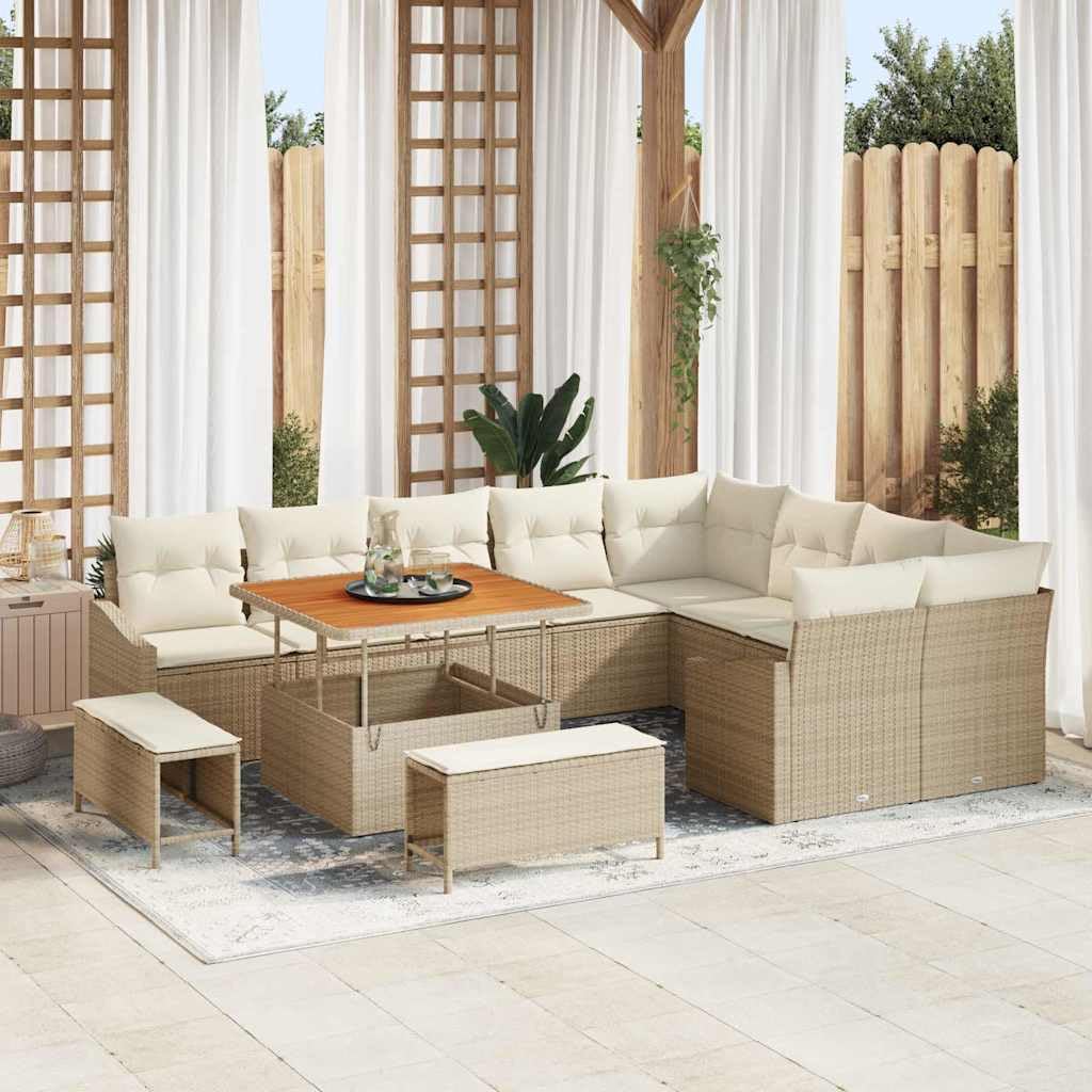vidaXL Heim & Garten Gartensofa-Set 12-tlg Beige 288x234