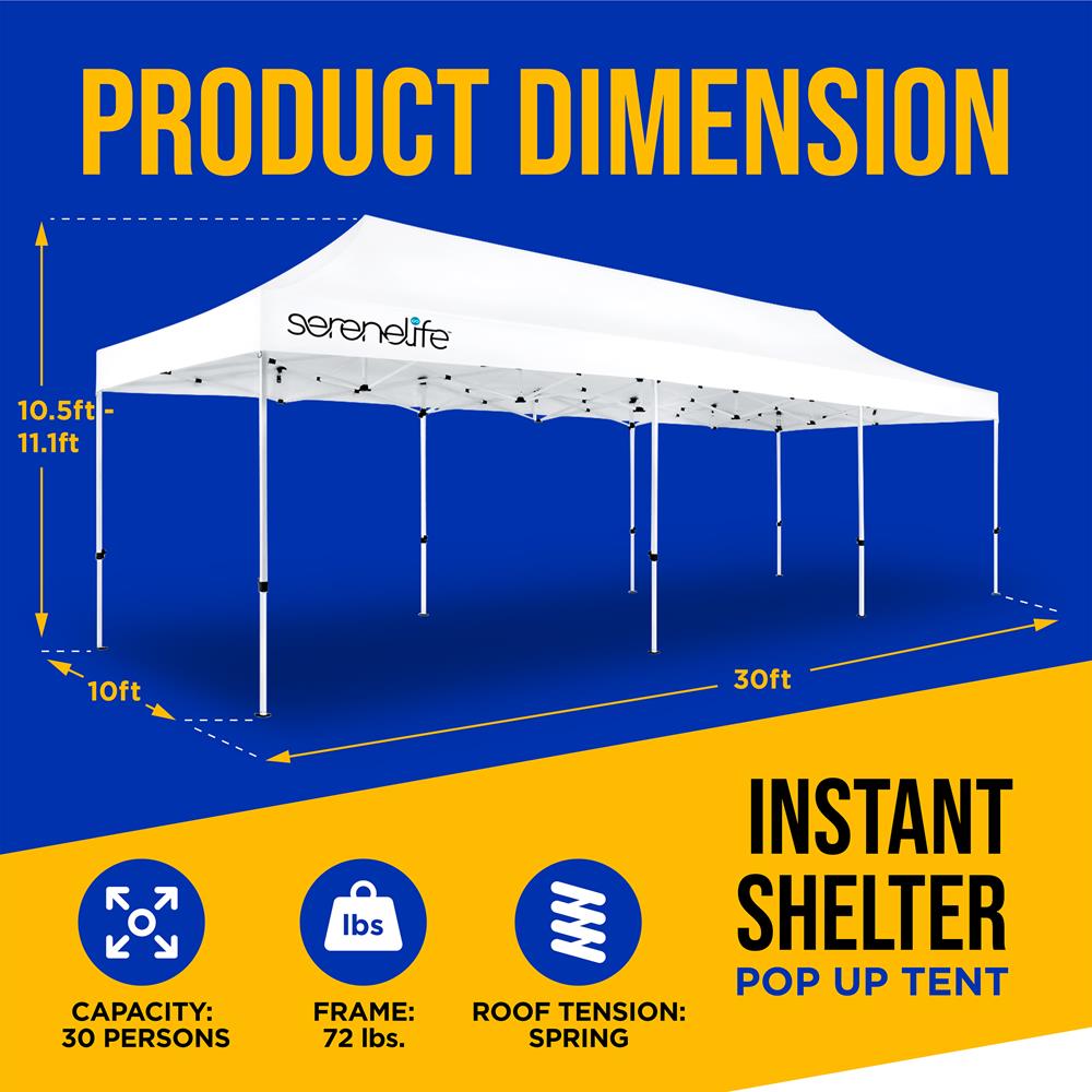 Serenelife Camping Outdoor Faltzelt 10x30Ft Pavillon wasserdicht
