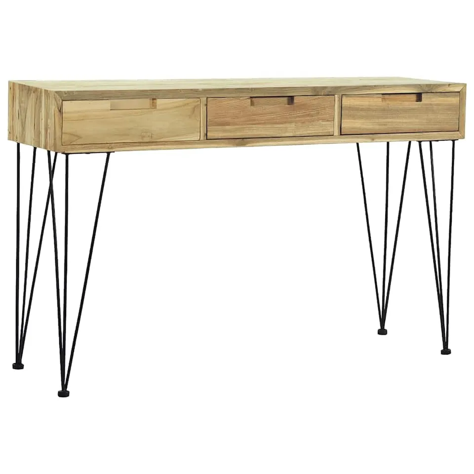 vidaXL Möbel Konsolentisch Teak Massiv 120cm 3 Schubladen