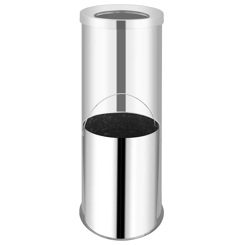 vidaXL Mülleimer Edelstahl 32L Papierkorb silber 25,5x61 cm