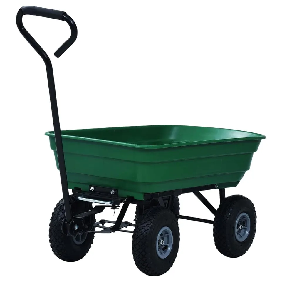 vidaXL Garten-Kippwagen 75 L Handwagen Grün 300 kg