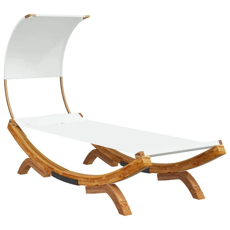 vidaXL Loungebett Bugholz Dach Creme 100x200 cm Sonnenliege