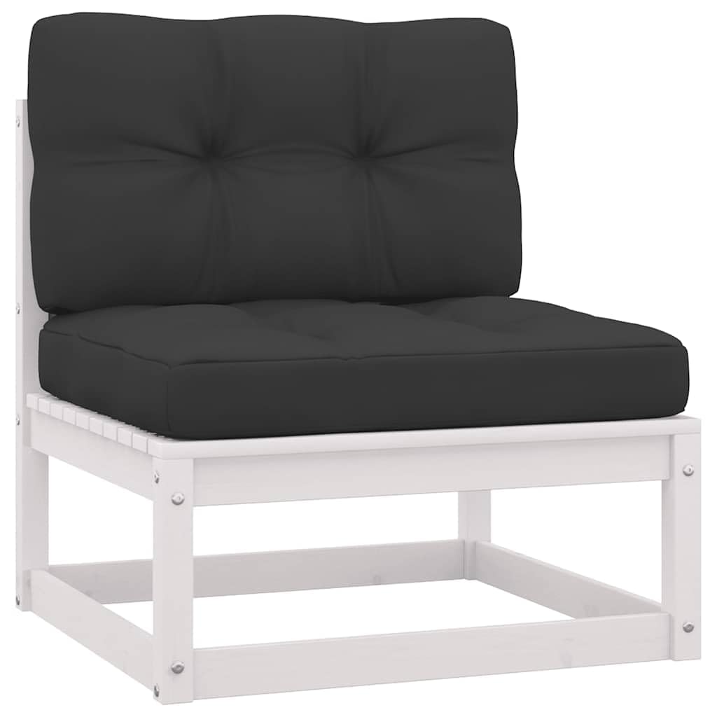 vidaXL Heim & Garten Mittelsofa Kiefer Weiß mit Anthrazit Kissen