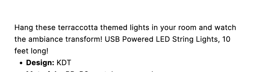 Kikkerland Home Terracotta Lichterkette LED 3 m USB