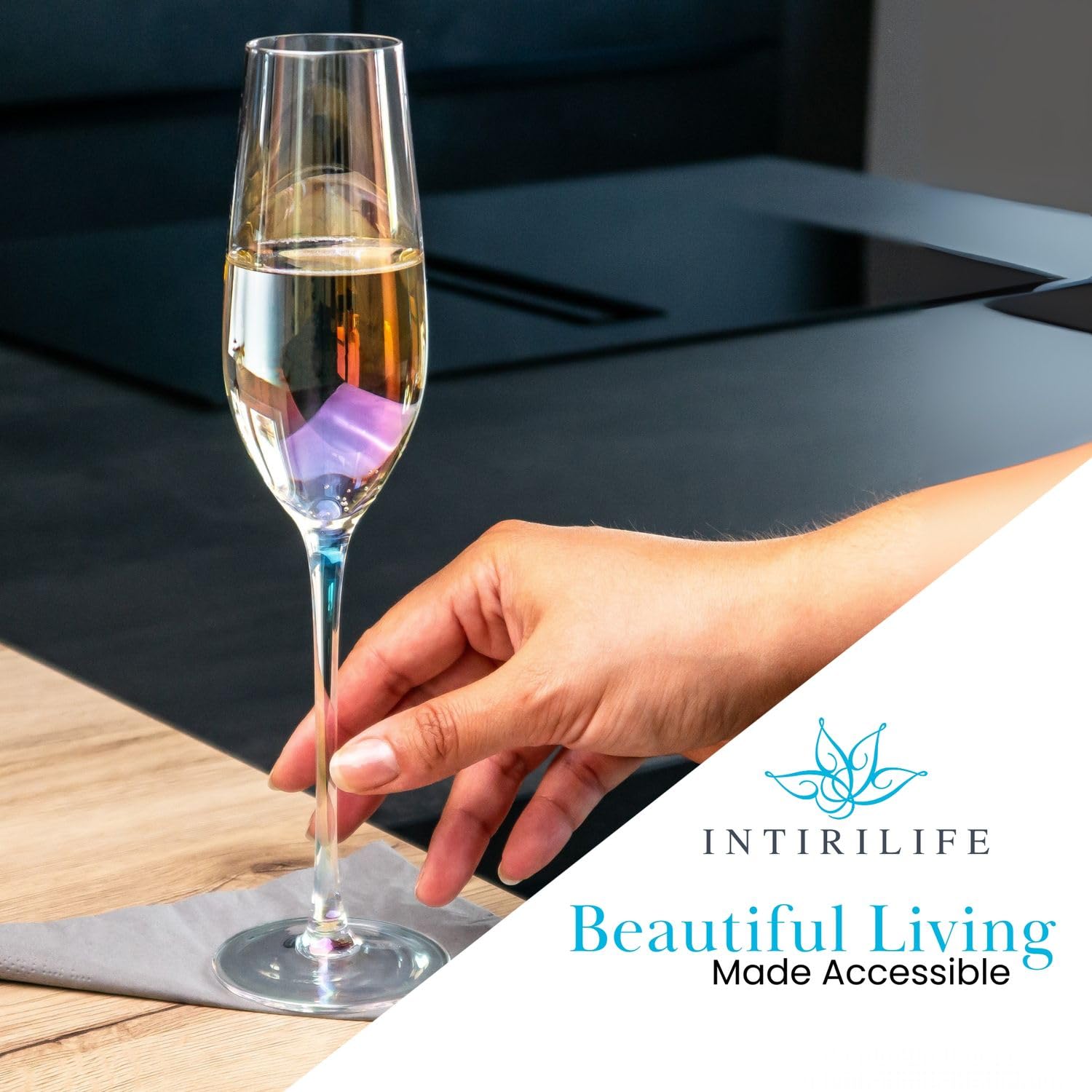 Intirilife Champagnergläser 200 ml 2er Set Regenbogen