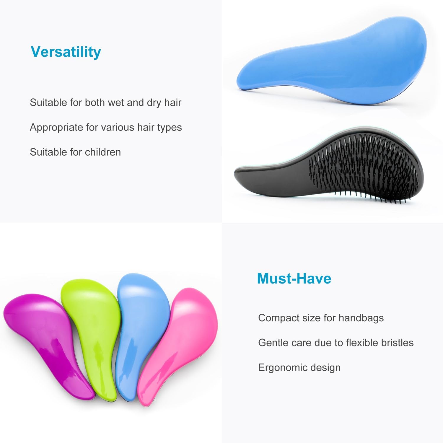 Intirilife Haarbürste Mini Blau Detangler 15 cm Reise