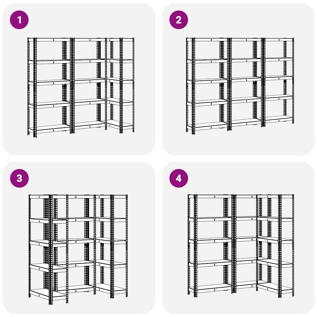vidaXL Lagerregal 5 Böden Schwerlastregal Silber 3er-Set