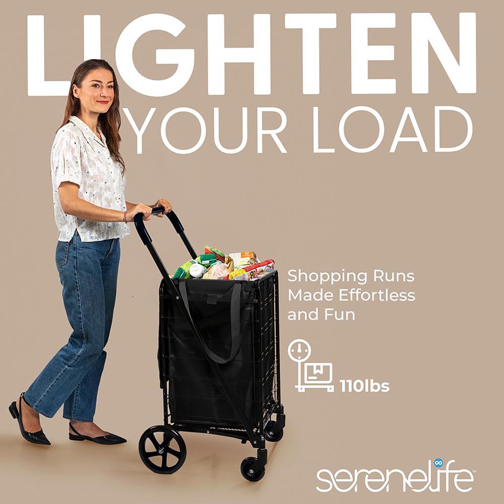 Serenelife Bollerwagen Faltbar 50kg Oxford 360° Rollen