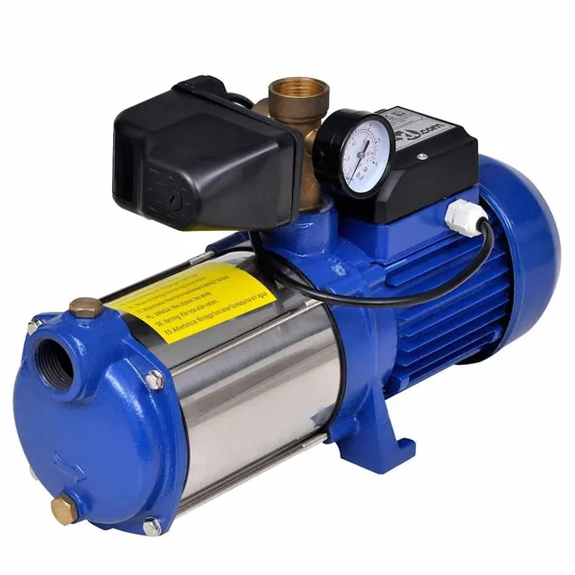 vidaXL Heimwerker Strahlpumpe 1300 W 5100 L/h blau Manometer
