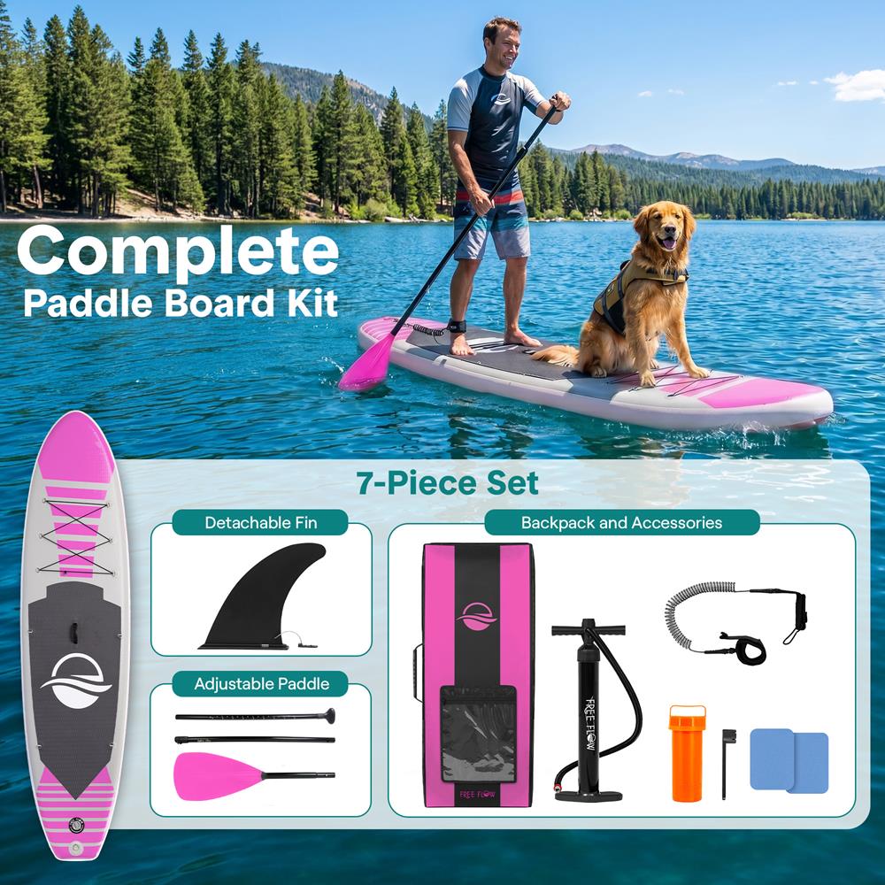 Serenelife SUP Board aufblasbar 10'6" PVC-Board mit Paddel-Set