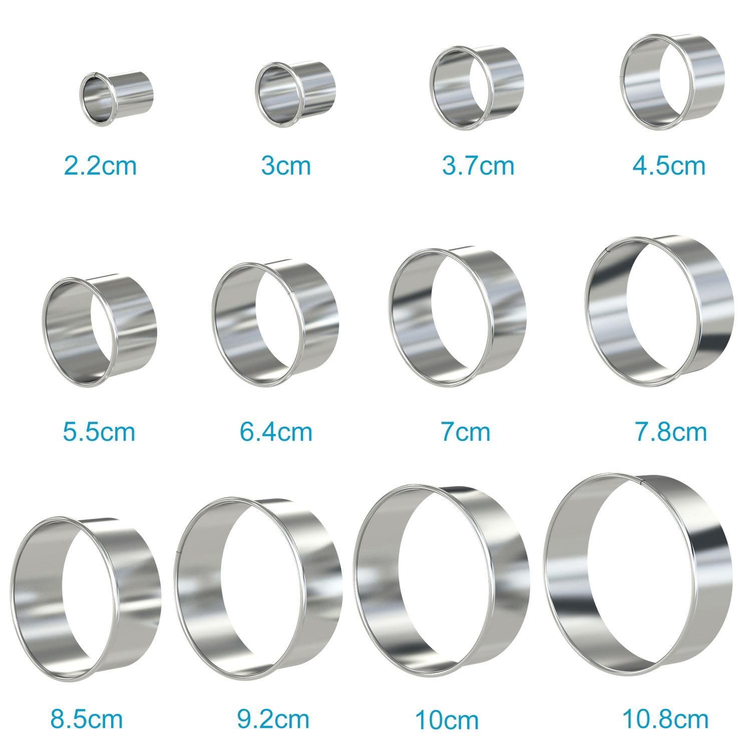 Intirilife Ausstechformen Set 12-tlg Rund Edelstahl Silber