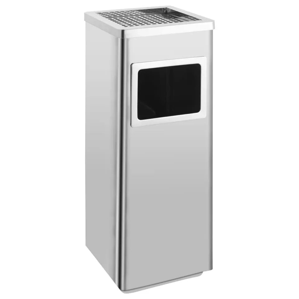 vidaXL Heim & Garten Mülleimer 36L Edelstahl Silber Ascher