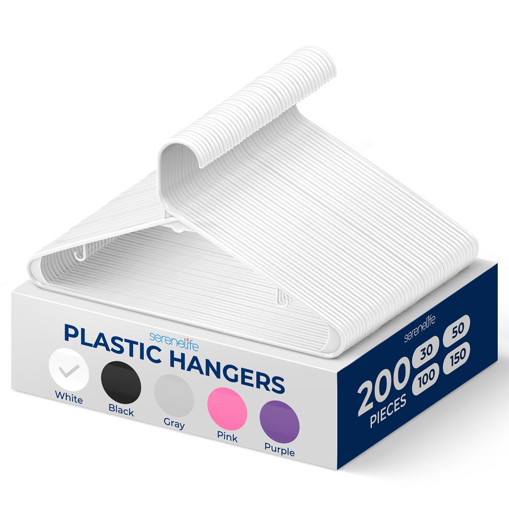Serenelife Storage 200 Plastikbügel Weiß platzsparend