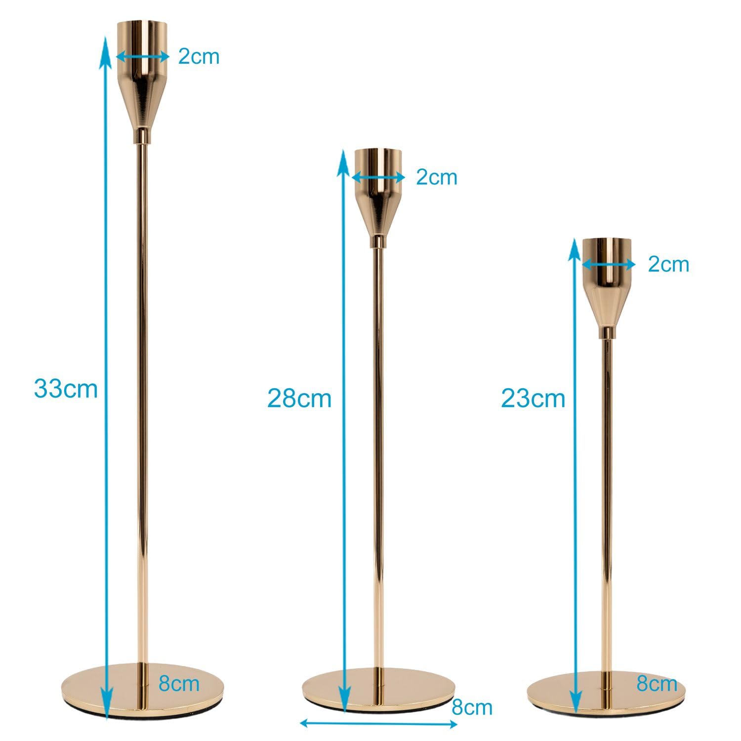Intirilife Kerzenständer 3er Set Roségold Metall Stabkerzen