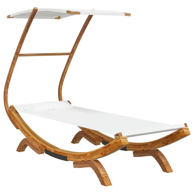 vidaXL Loungebett mit Dach Creme Bugholz 100x190 Sonnenliege