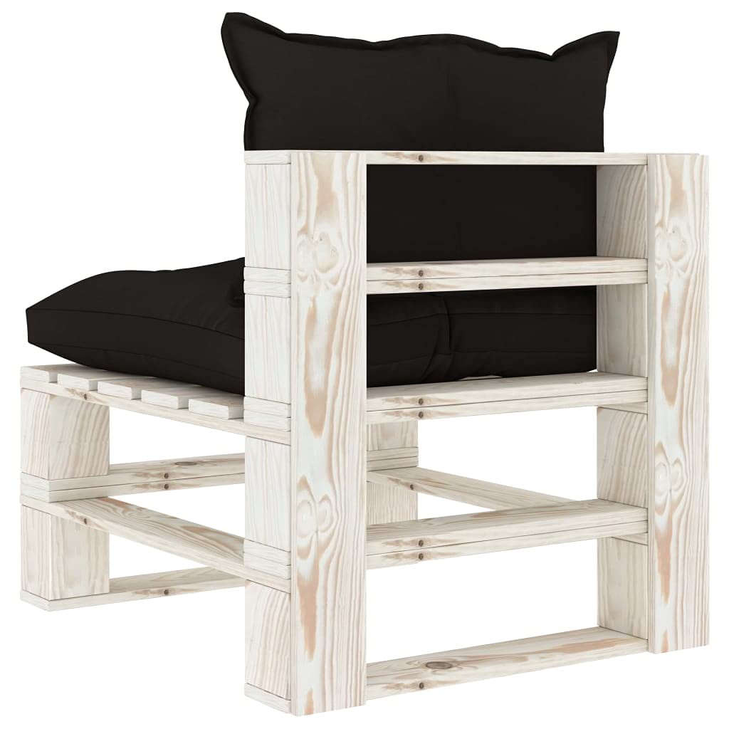 vidaXL Heim & Garten Paletten Mittelsofa Kiefer schwarze Kissen