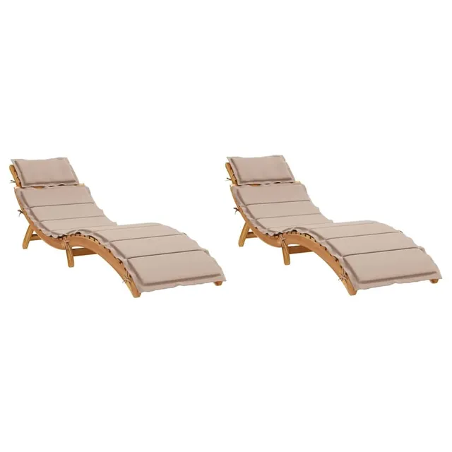 vidaXL Heim & Garten 2x Sonnenliege Taupe Akazie 184 cm
