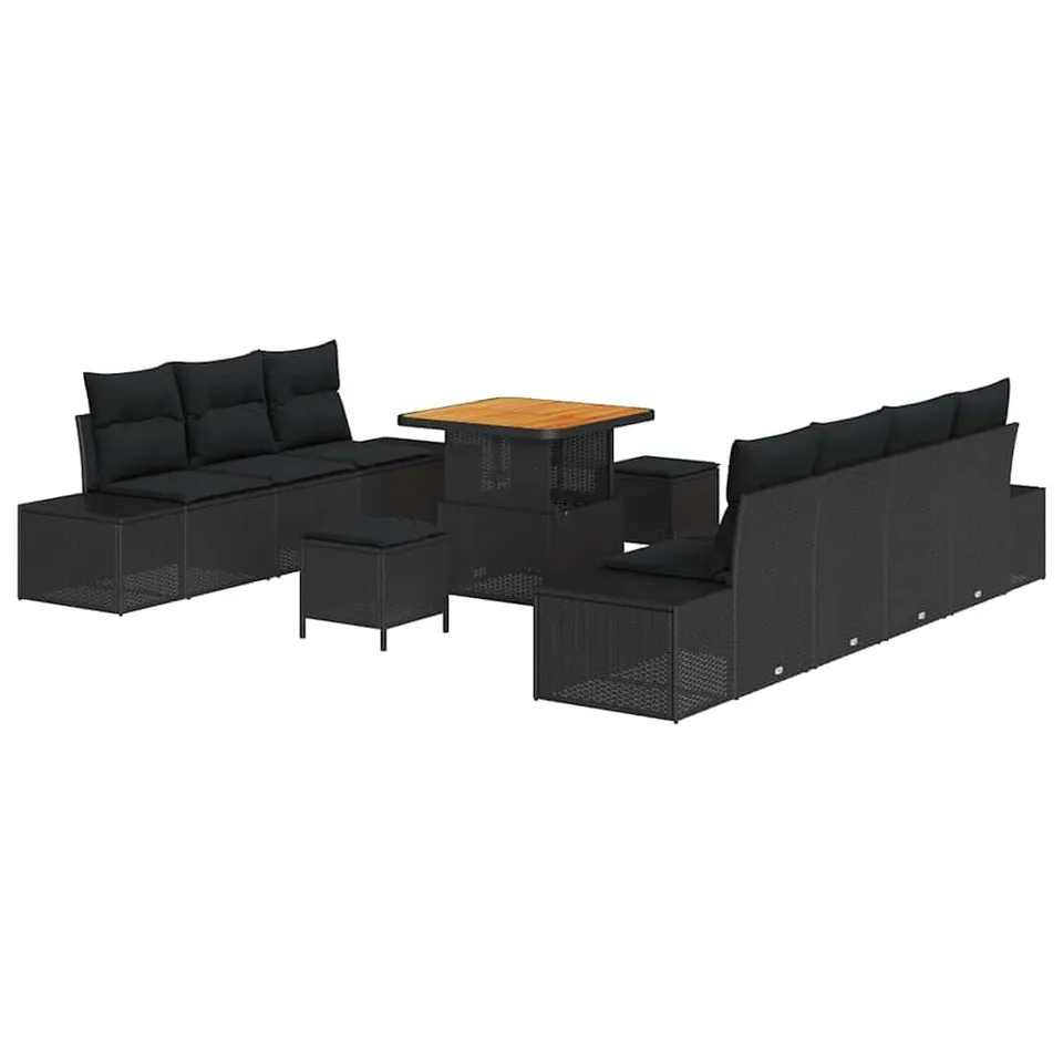 vidaXL Heim & Garten Gartensofa-Set Schwarz 80 cm Tisch