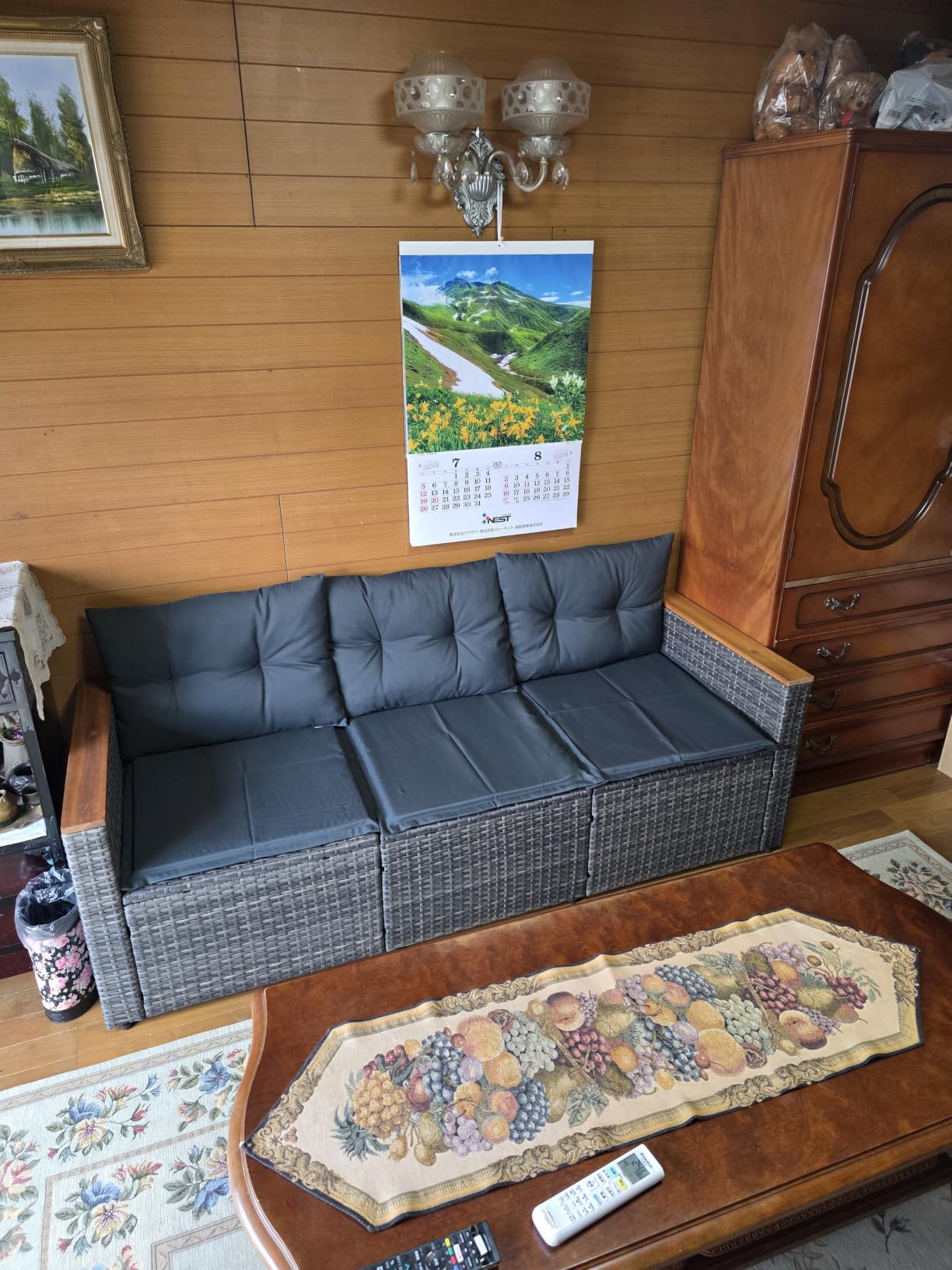 vidaXL Heim & Garten Gartensofa 3-Sitzer Poly Rattan Schwarz