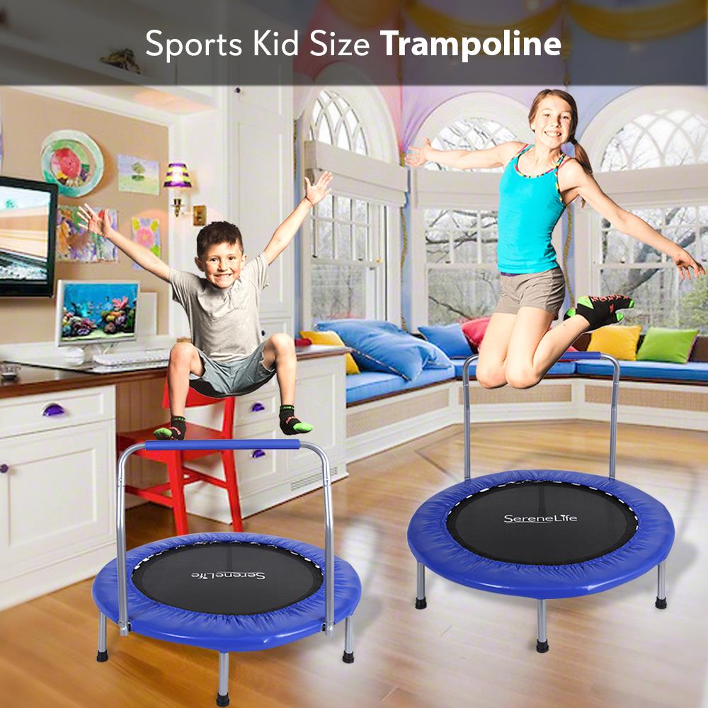Serenelife Fitness Trampolin Kinder 91 cm Dunkelblau klappbar