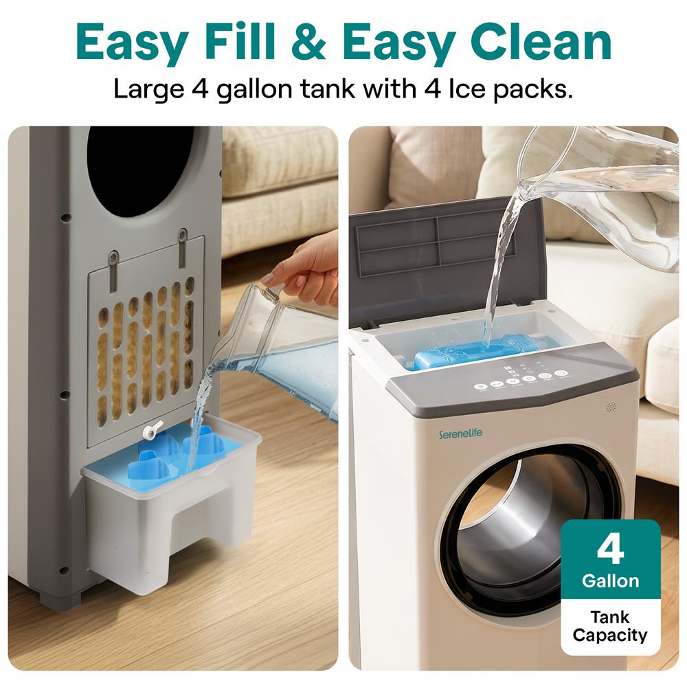 Serenelife Portable AC Luftkühler 4 Liter Weiß-Grau