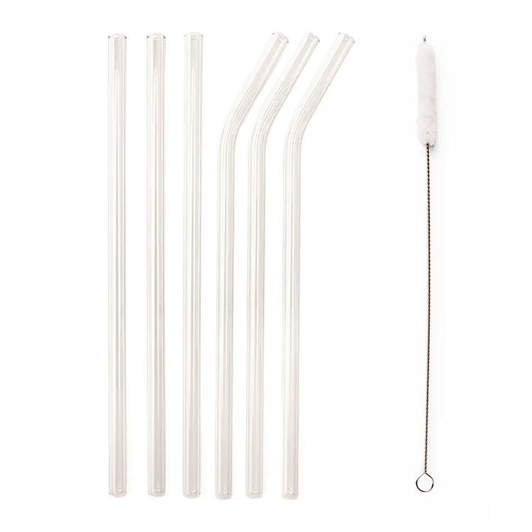 Kikkerland Glasstrohhalme wiederverwendbar 6er Set