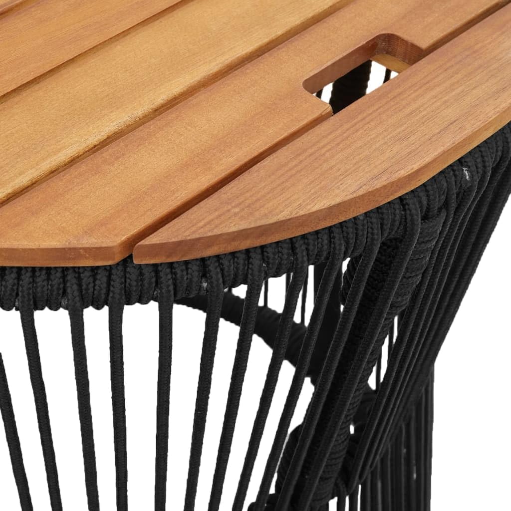 vidaXL Garten-Beistelltische Rattan 2 Stück Schwarz Holzplatte Outdoor