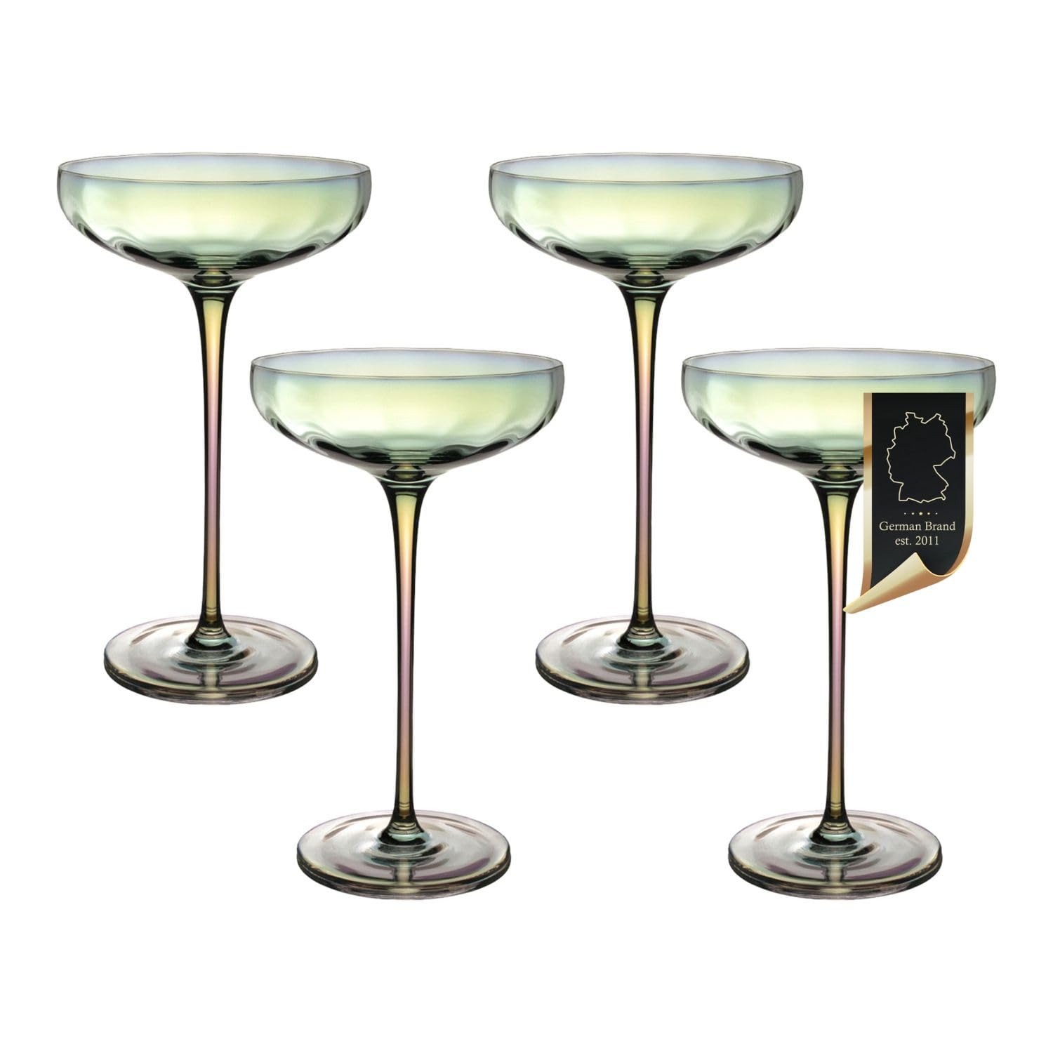 Intirilife Martinigläser Coupe 140 ml 2er Set Regenbogen