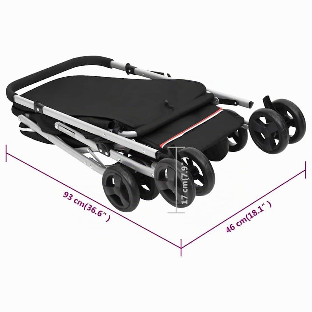 vidaXL Hundewagen faltbar schwarz 100x49x96 cm Leinenstoff