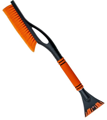 Intirilife Eiskratzer 2in1 Orange-Schwarz 59 cm Besen