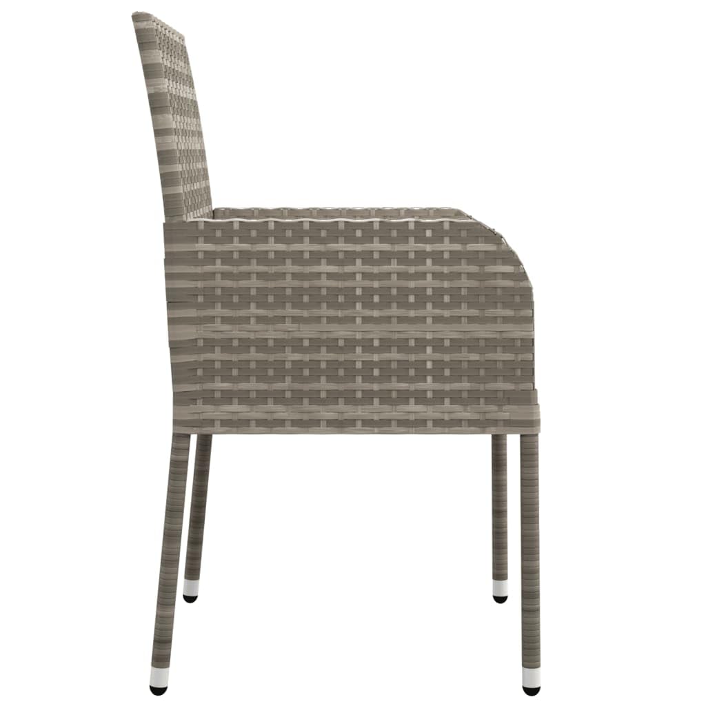 vidaXL Gartenstuhl 2x Set Poly Rattan grau mit Kissen