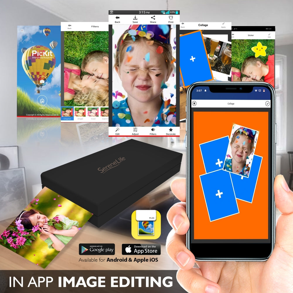 Serenelife PicKit22BK Fotodrucker Smartphone kabellos