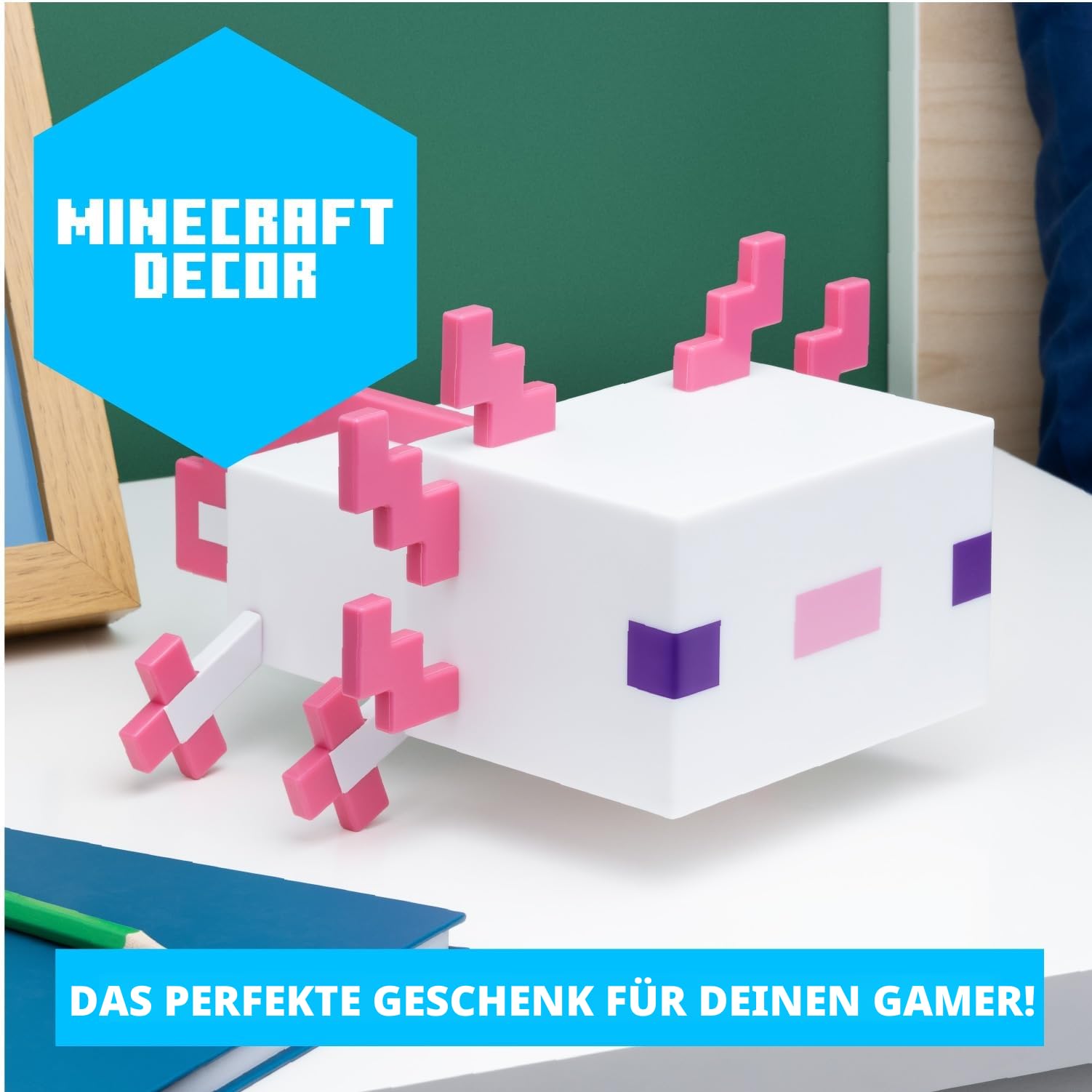 Paladone Minecraft Axolotl Lampe 21 cm 5 Farben Batterie