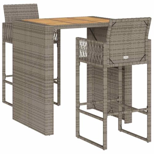 vidaXL Heim & Garten Gartenbar-Set 3-tlg Grau Poly Rattan